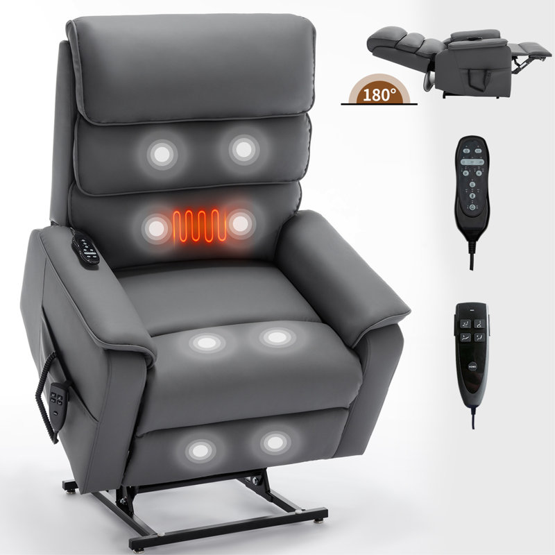 Dual Motor Infinite Position Up To 350 LBS Power Lift Recliner Chair With Power-Remote, Heat Massage And Heavy Duty Motion Mechanism