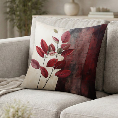 Coussin décoratif Bordeaux Bold Leaf II - Coussin décoratif à feuilles