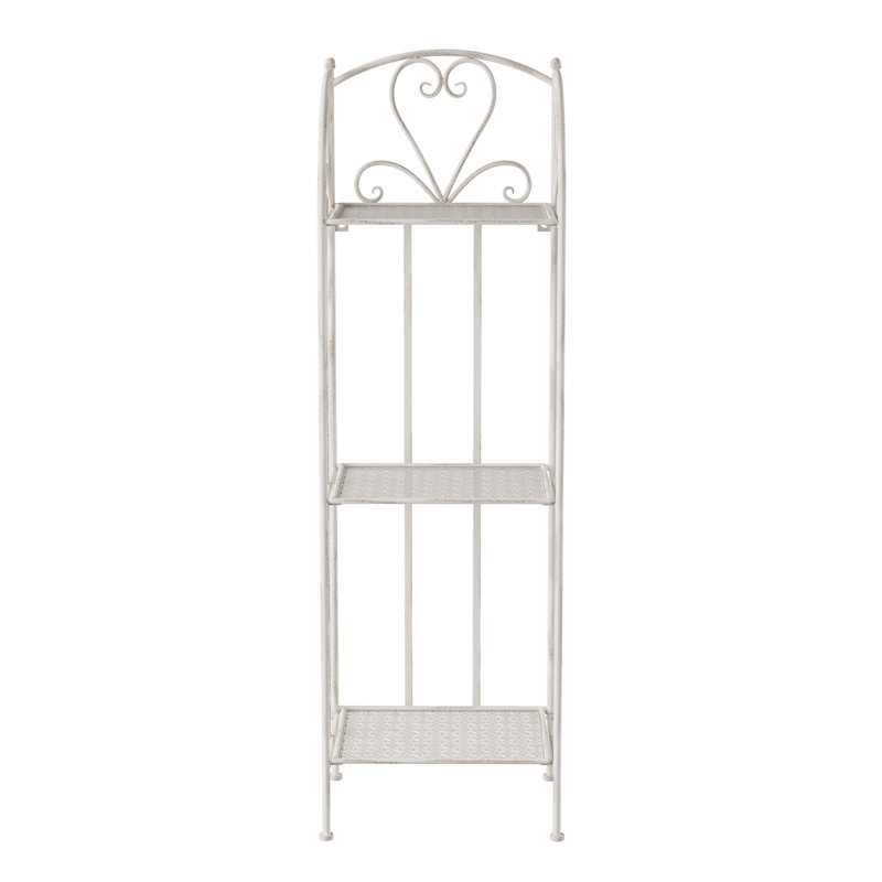 Support pour plante Peirce - présentoir de jardin vertical à 3 niveaux avec tablettes décalées, Blanc