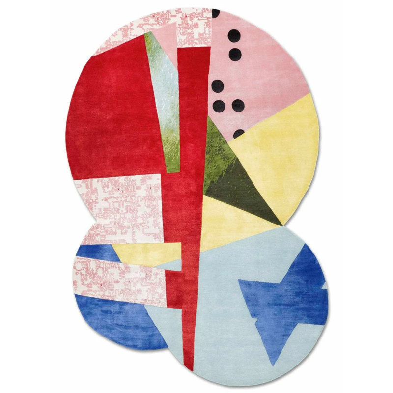 Asymmetrical Novelty Abstract Multicolor Printed Woven Base Carpet, Novelty 2'8" x 5'