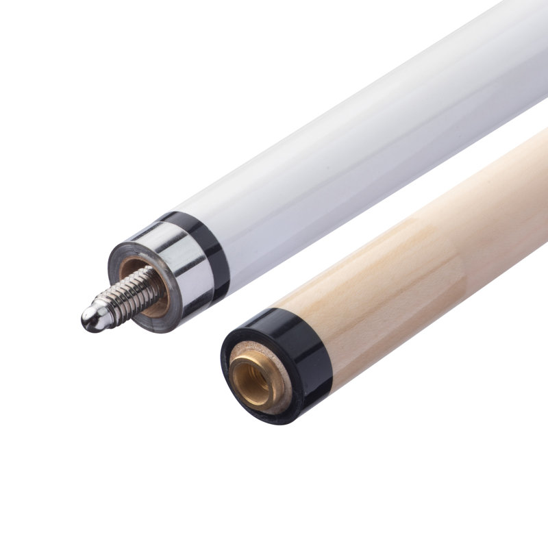 58" White and Beige Maple Wood Pool Cue with Stainless Steel Joint