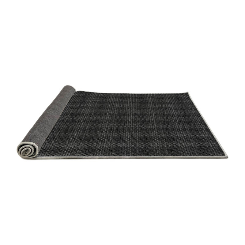 Tapis noir en laine à carreaux Plaid, Rond 6 pi