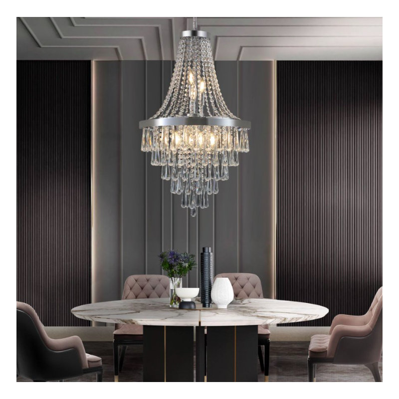 Lustre en cristal de luxe moderne, Chrome chrome