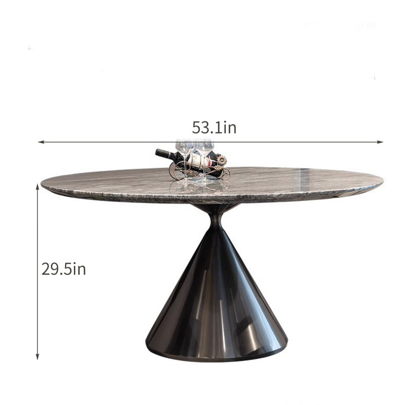 Modern Simple Round Marble Dining Table, 29.5"H x 53.1"L x 53.1"W