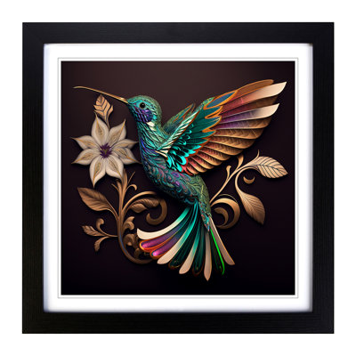 Hummingbird Ornamental 1 Piece Single Picture Frame Wall Art