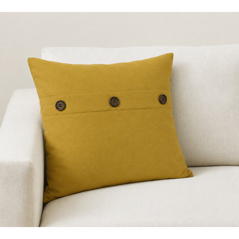 Solid Button Down Blend 20" Throw Pillow, Gold