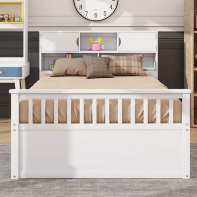 Base de lit plateforme double durable avec tablette intégrée et tiroirs