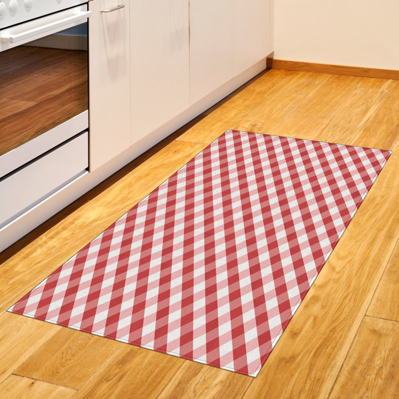 Tapis décoratif à haute densité en fibres de polyester à carreaux, Rectangle 2 pi 7 po x 5 pi