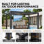 Pergola à lames orientables de 3,66 m x 2,74 m avec éclairage DEL, toit étanche motorisé et réglable et système de secours à manivelle, gazebo extérieur en aluminium pour patio, terrasse et jardin