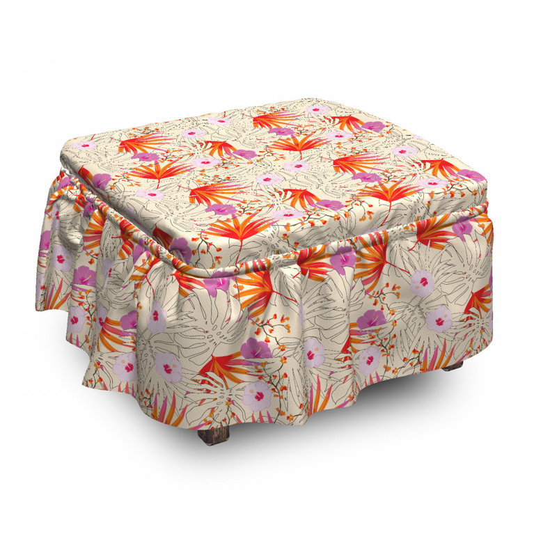 Housse pour repose-pieds plantes et fleurs hibiscus