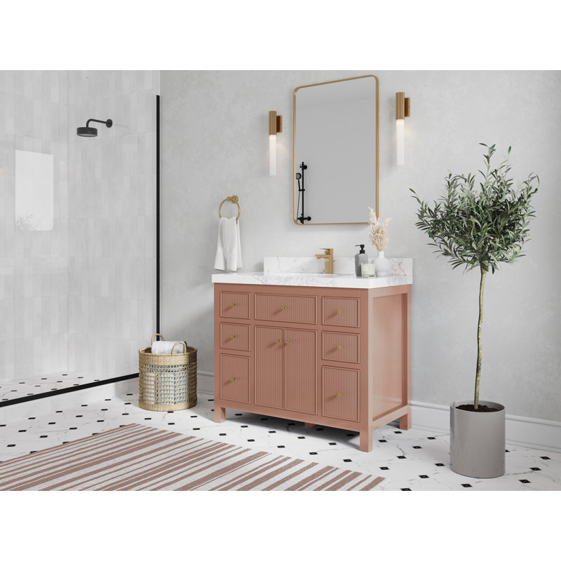 Ensemble de meuble-lavabo simple 42 po avec plateau Sonoma, Venatino, 2 po