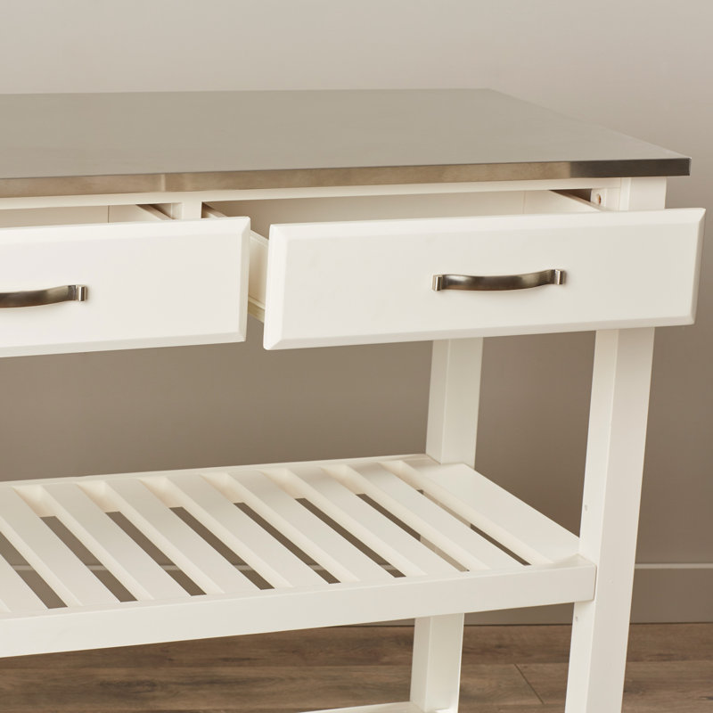 Chariot de cuisine avec plateau en acier inoxydable Haslingden, Blanc