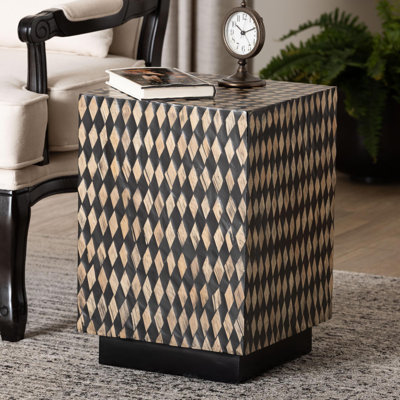 Bali & Pari Paulo Decorative End Table With Bamboo Diamond Pattern - Modern Accent Side Table For Living Room Or Bedroom, Square