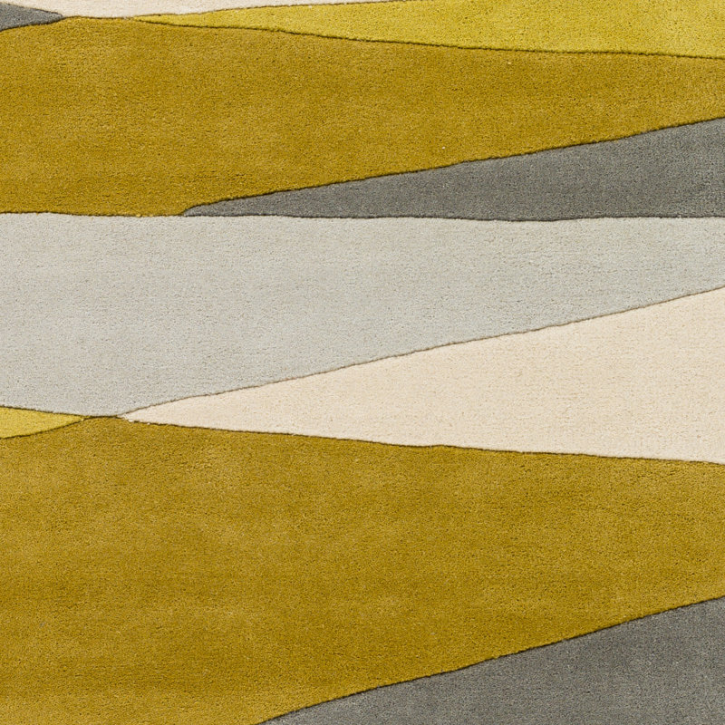 Tapis gris / vert / neutre en laine touffeté à la main Ayeln, Rectangle 12 pi x 15 pi