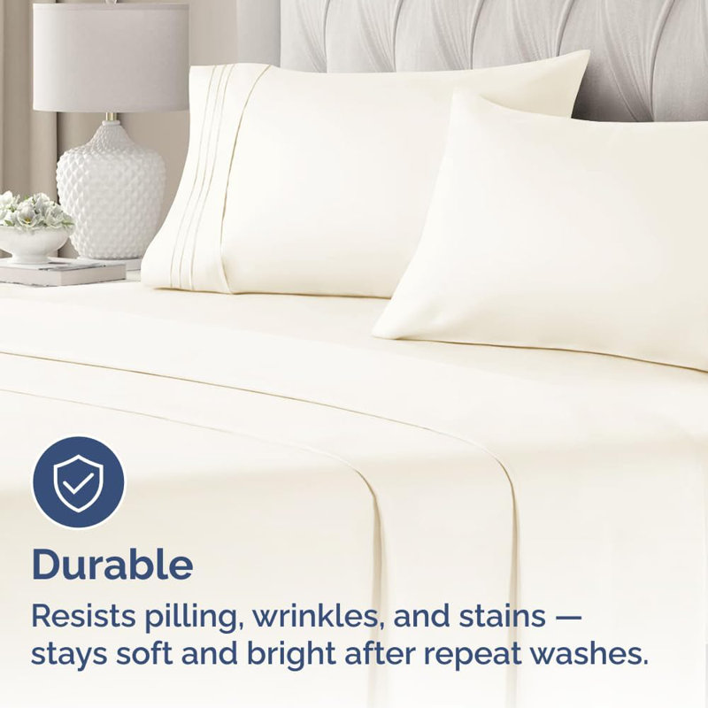 Microfiber Pillowcase Set of 2, Soft Double Brushed Pillow Covers, Breathable & Easy Care, King, Off White
