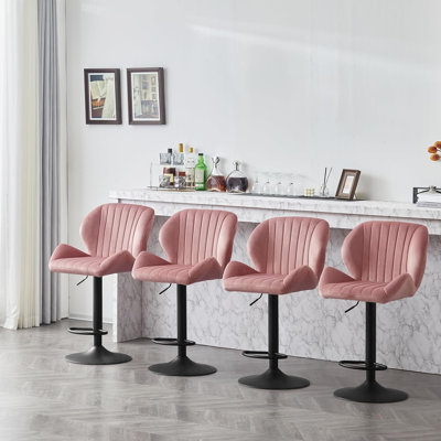 Walla Swivel Upholstered Velvet Adjustable Height Bar Stool