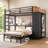 Bunk Bed with Desk and Hall Tree Storage& Charging Station, LED Metal Twin Bunk Beds with 5 Storage Drawers,Under-bed Storage Space,13.4'' Guardrail & Stairs-643917708