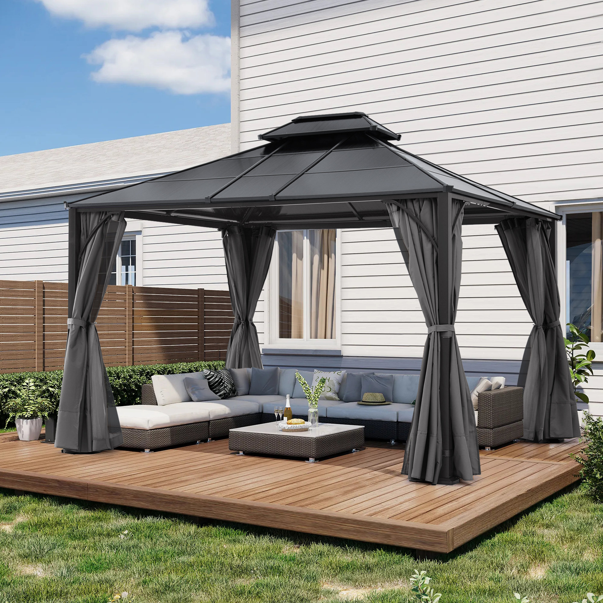 ABCCANOPY The Polycarbonate Roof Gazebos Metal Patio Gazebo | Wayfair