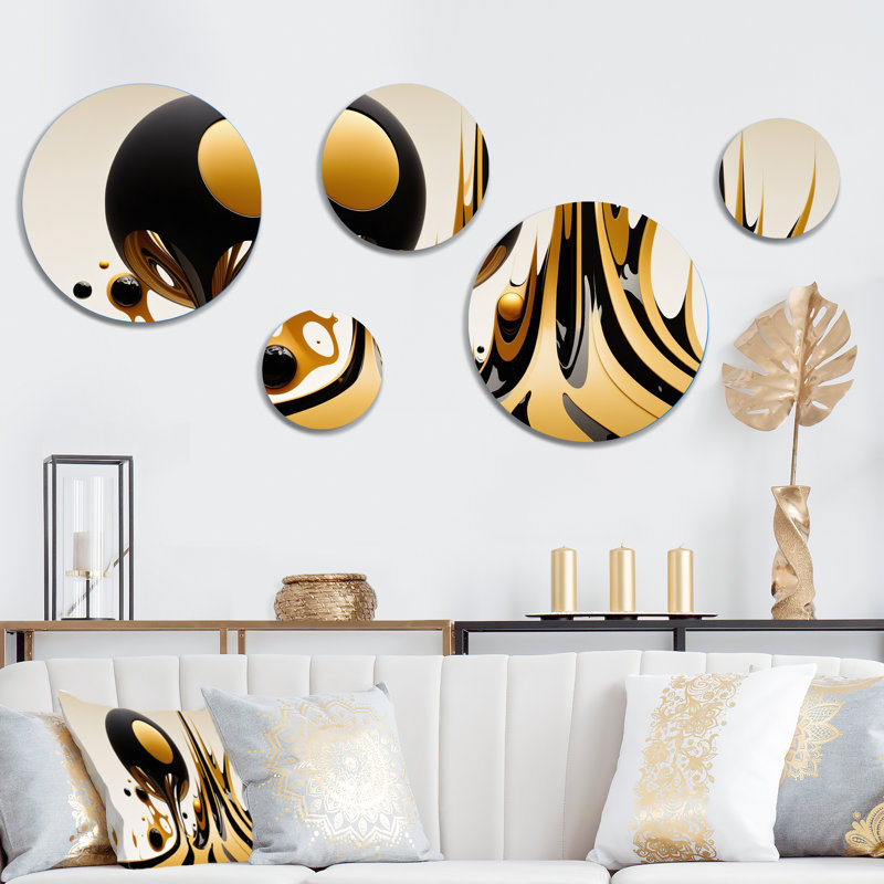 Ensemble de 5 décorations murales 5 Rising Gold II