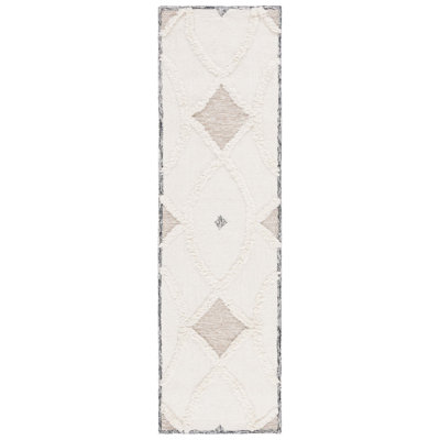 Dalontae Hand Tufted Wool/Cotton Geometric Rug in Brown/Ivory
