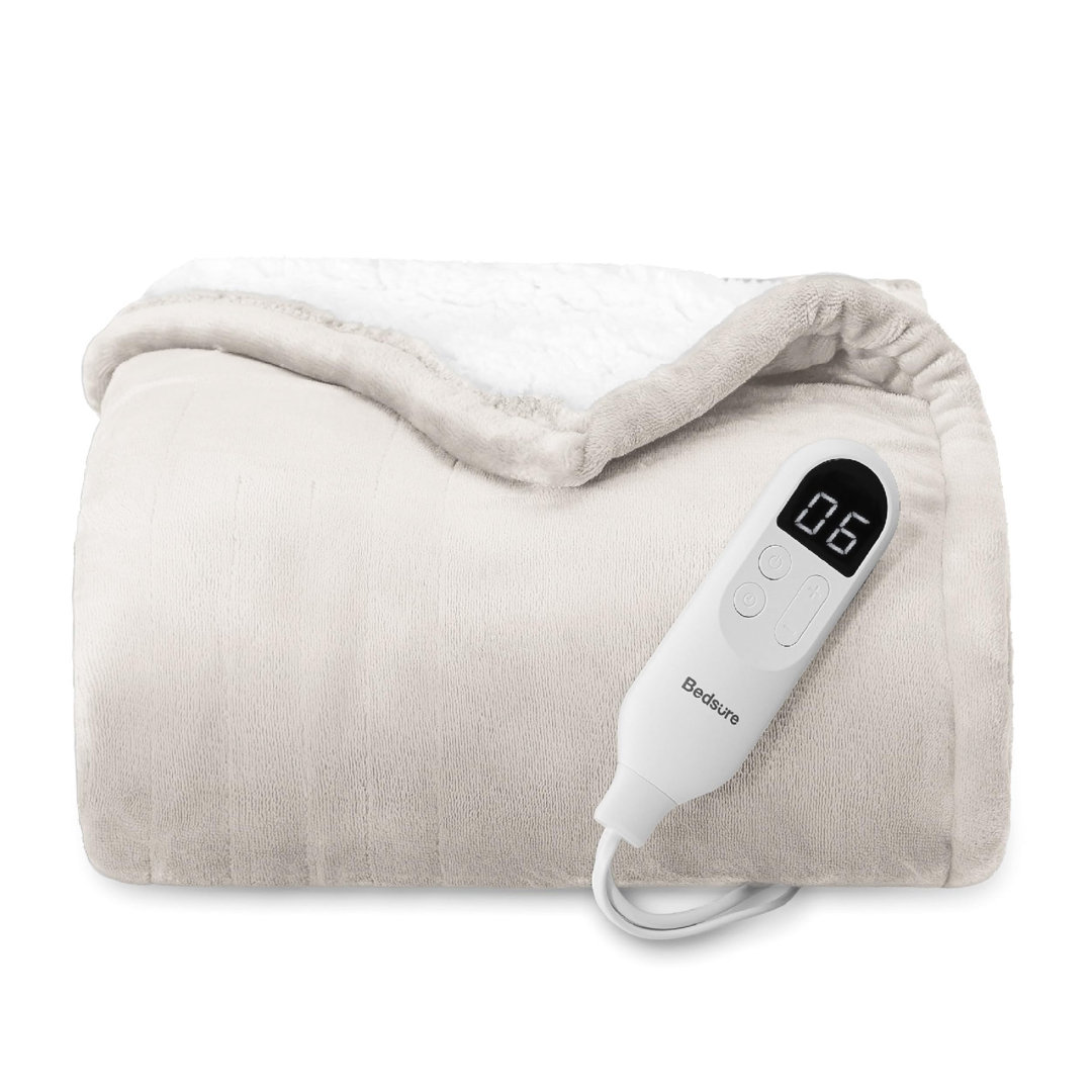 Cozy Winter Collection Flannel Electric Blanket,10 Heat Timer Settings & 6 Levels Bedsure 