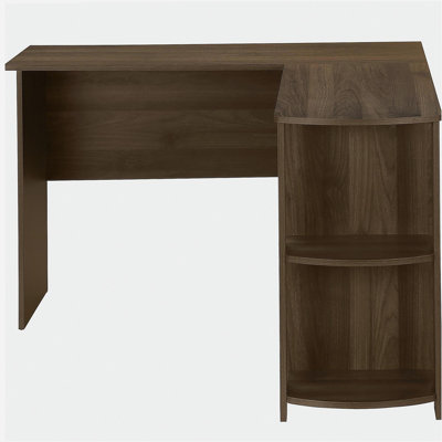 Bureau d'ordinateur, bureau personnel, coin, tablettes de rangement, L de 48 po, bureau, ordinateur portable, stratifié brun, contemporain, moderne