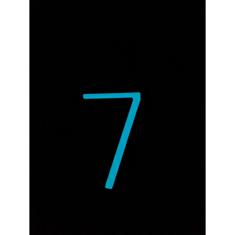 6'' H Reflective Plastic House Number, Aqua, 7