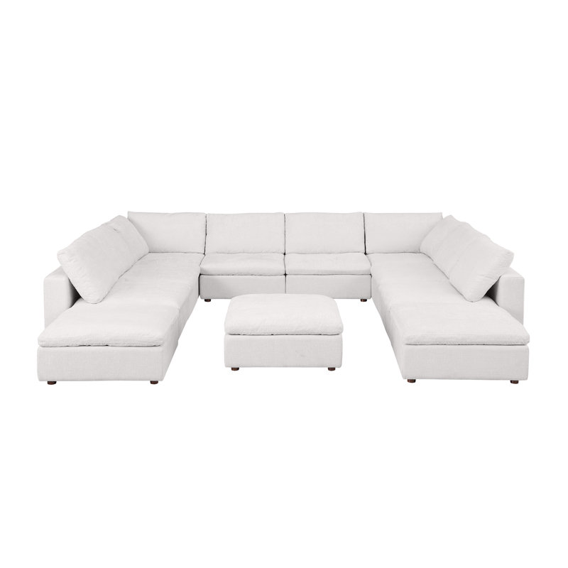 Canapé modulaire 11 pièces avec méridienne Adline - Revêtement en tissu Belfast véritable