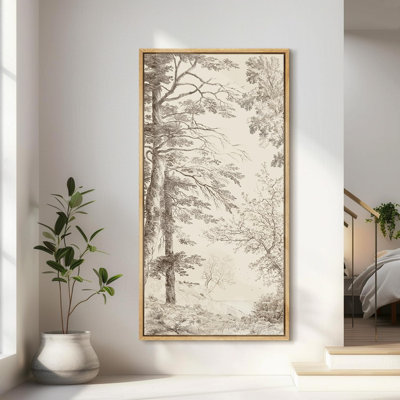 Detailed Branch Illustration with Landscape Modern Art