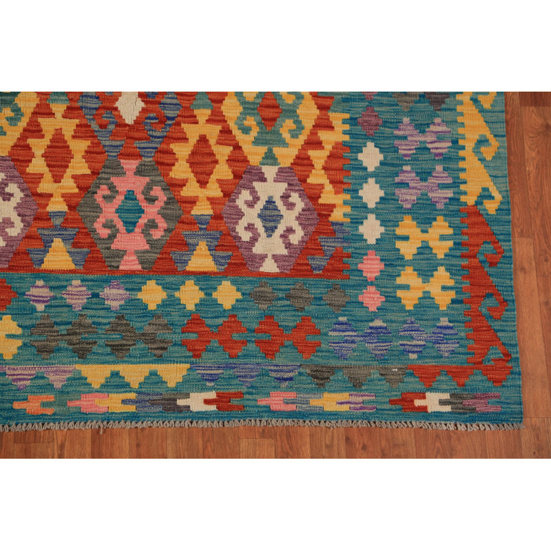 Tapis oriental kilim à tissage plat 8 x 12