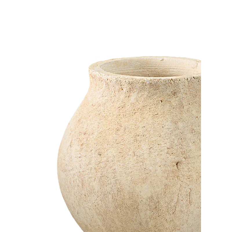  Vase en grès Terrava, vase en poterie rustique beige pour fleurs séchées, branches et décoration intérieure, décor de grès rétro pour les mariages et les centres de table, 8,5 po de diamètre et 9 po de hauteur