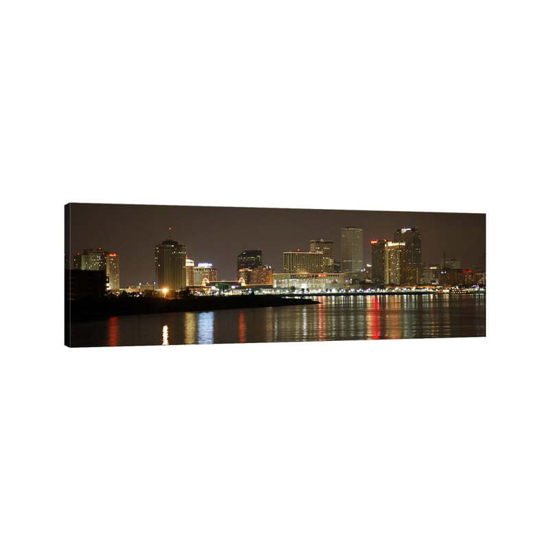 Nola Panoramic Skyline Cityscape (Night) 1 Piece Wrapped Canvas Panoramic Wall Art, 152.4 cm H x 50.8 cm W x 3.175 cm D