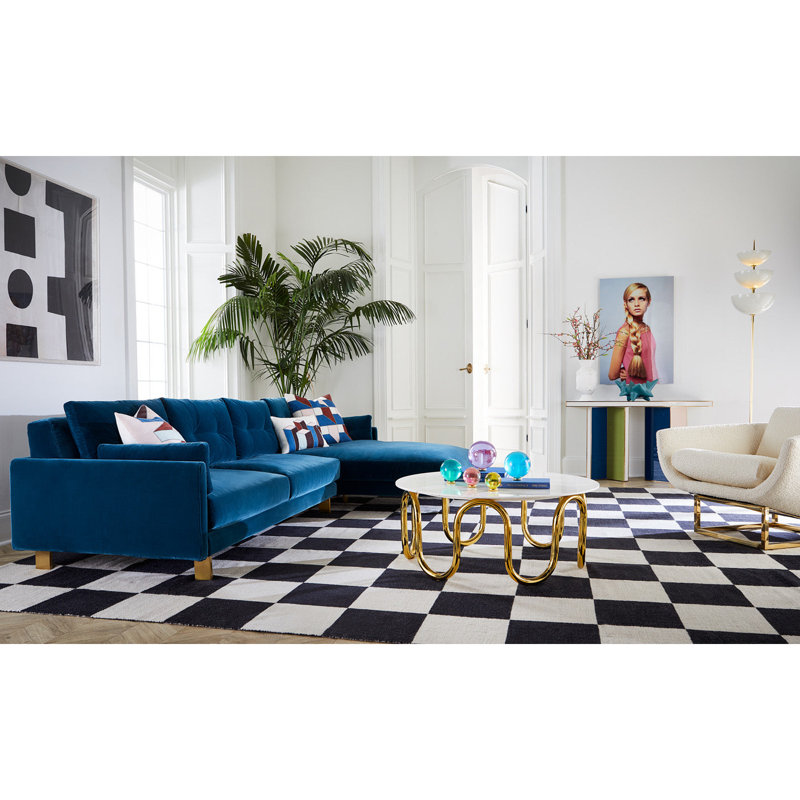 Wool Checkered Area Rug in Black/White, Rectangle 8' x 10'