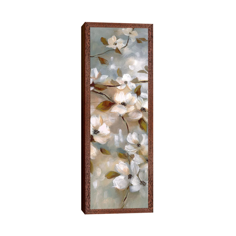 Blossoms Of Spring II by Nan - Panoramic Painting on Canvas, 30.48 cm H x 91.44 cm W, Classic Brown Wood Framed