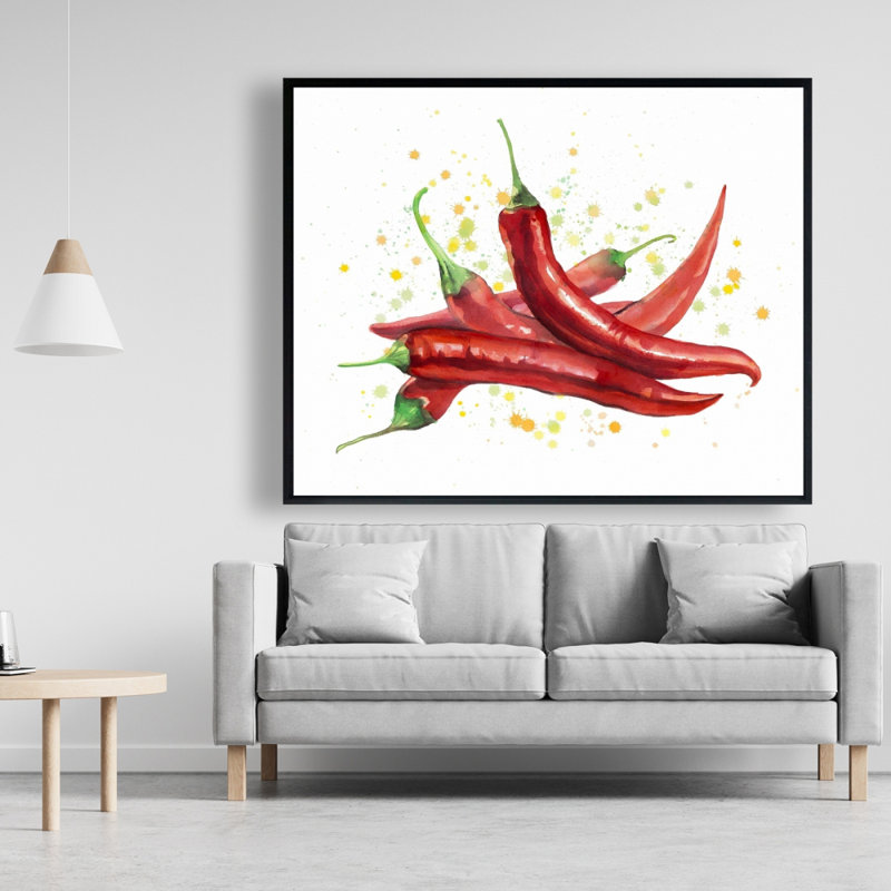 Red Hot Peppers Print On Canvas, H 48 po x l 60 po