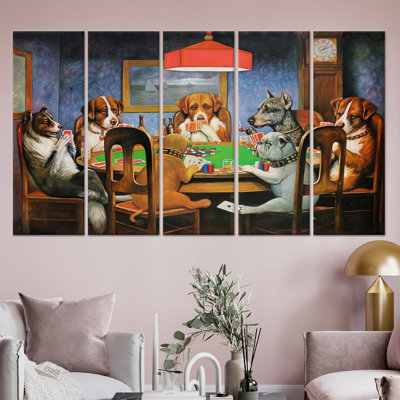 «Cassius Marcellus Coolidge Dogs jouant au poker», reproduction d'art sur toile 5P