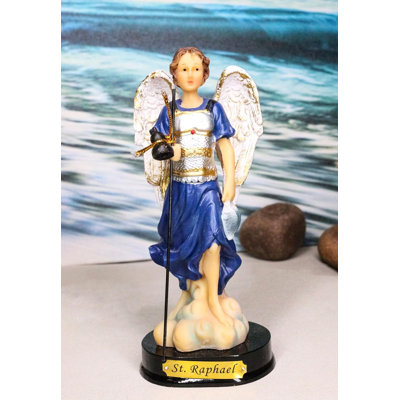 Figurine 5,5 "H Catholique Saint-Archangel avec bâton et huile curative