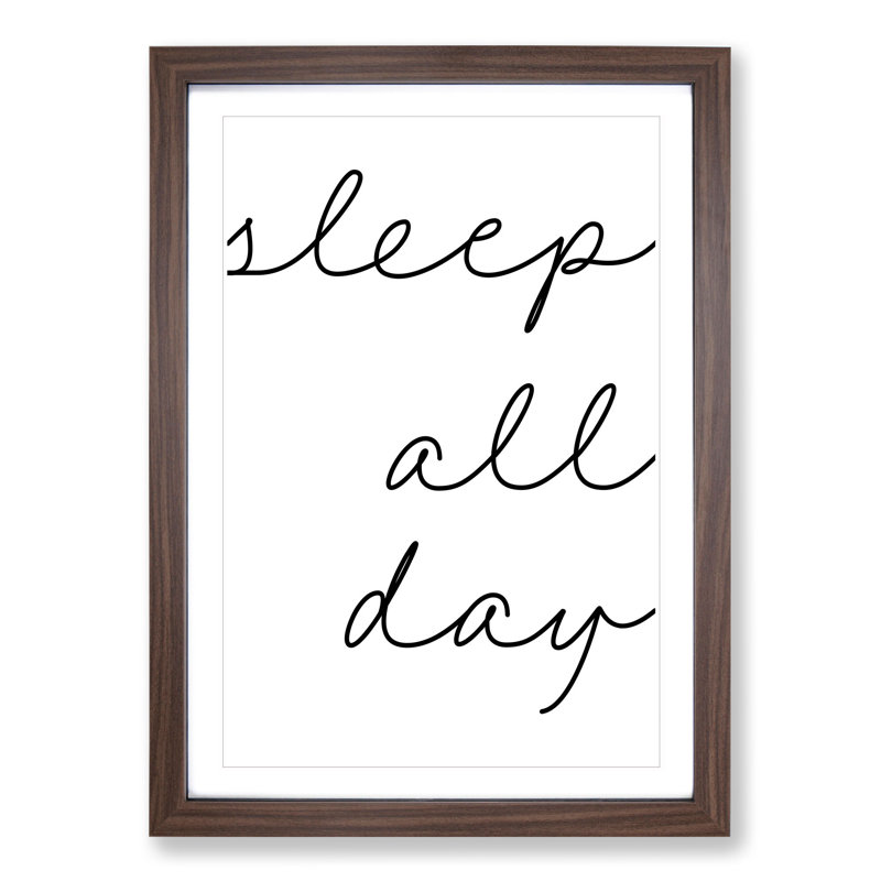 Sleep All Day - Single Picture Frame Print on Wood, Walnut Framed, 65cm H x 48cm W x 2cm D