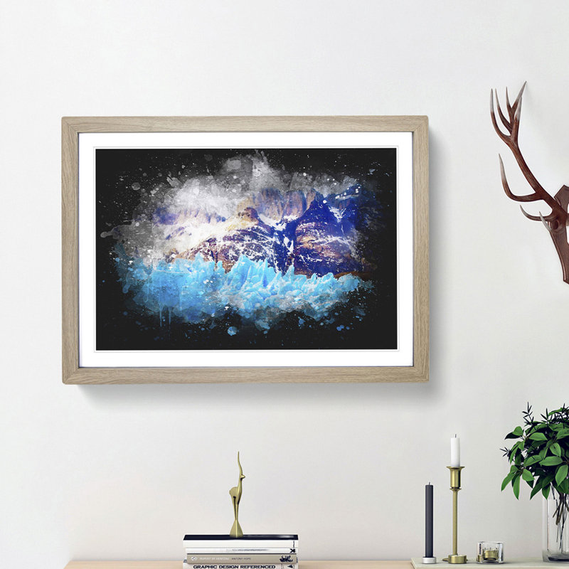 Mountains & Glaciers in Chile - Picture Frame Graphic Art Print, Oak Framed, 24cm H x 33cm W x 2cm D