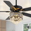 Ventilateur de plafond de 52 pouces en cristal avec ensemble d'éclairage et télécommande, ventilateur de plafond moderne à moteur à courant continu réversible à 6 vitesses-1475050599