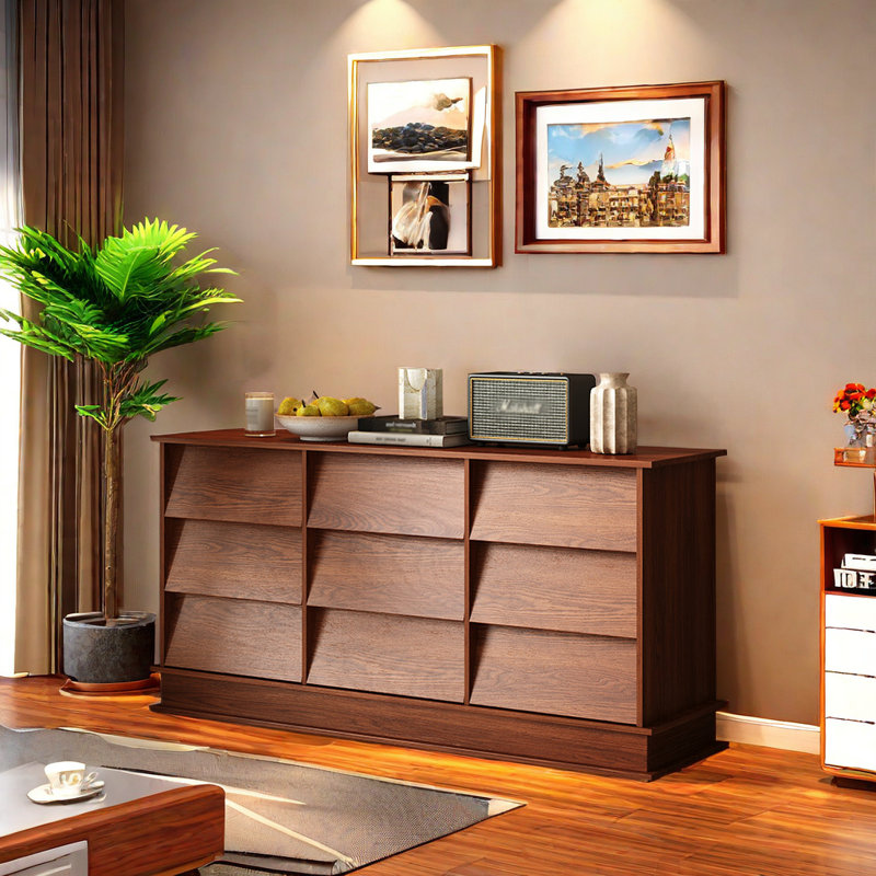 Commode d'appoint nordique de style rétro, Brun