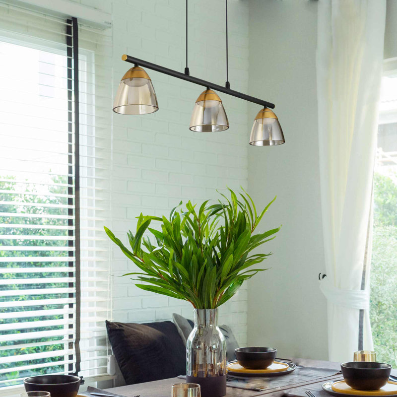 Roma Black 36" Height Adjustable LED Linear Chandelier