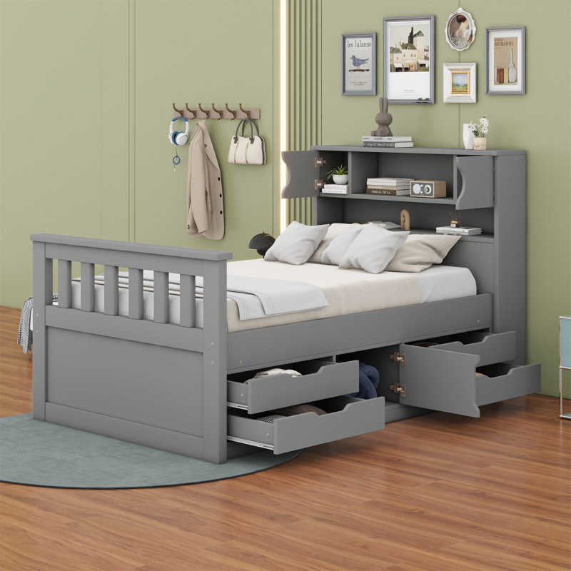 Brixley Bookcase Bed, Gray