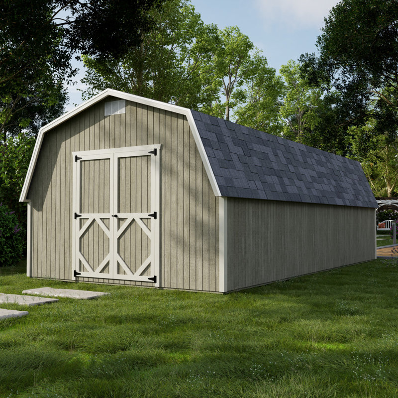 Classic Gambrel Outdoor Wood Storage Barn with 4 ft. Sidewalls, 12' x 24', Yes