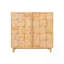 Meuble d'appoint géométrique à 2 portes en bois d'acacia de style Mid-Century avec étagères réglables-1927312523
