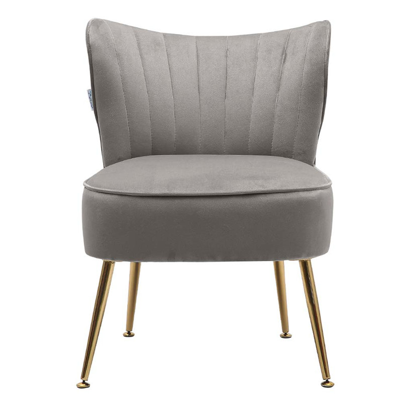 Dominique Velvet Wingback Chair, Grey