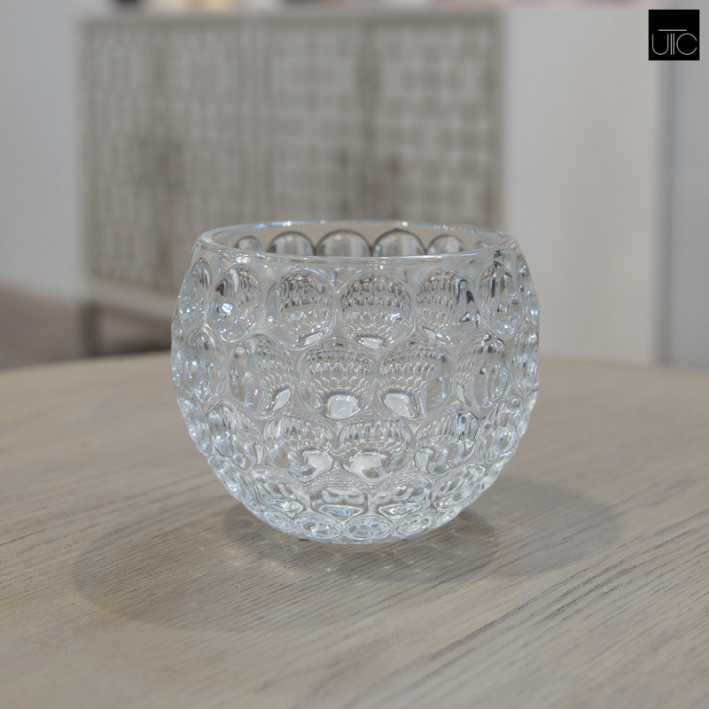 Kendi Textured Glass Bowl Vase, Clear Bubble