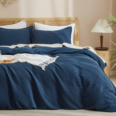 PHF Waffle Weave Duvet Cover Set, No Snagging Ultra Soft Luxury Textured Breathable Comforter Cover for All Season 3pcs, Durable Bedding Duvet Set with 2 Pillow Shams