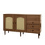 Buffet de style champêtre avec portes en rotin - fermeture magnétique de 51,1 po x 15,7 po x 29,9 po, tablettes réglables, structure robuste - conception élégante et polyvalente