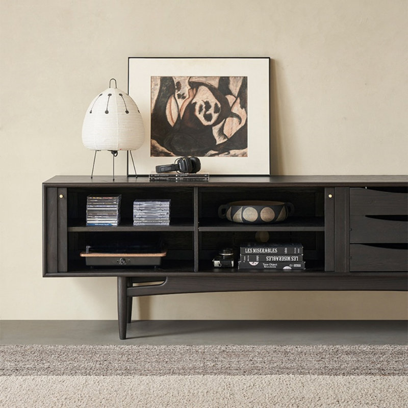 Meuble télé Retro Creative, H 24,41 po x L 86,61 po x l 16,54 po, Noir